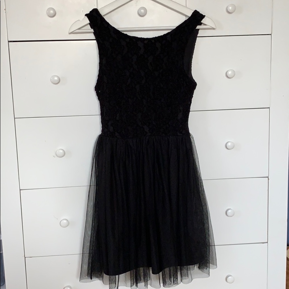 Black lace tulle dress